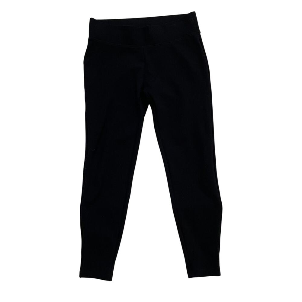 Lands' End Black Cropped Ponte Polished Leggings, Stretch, Minimalist 2-4 (XS)
